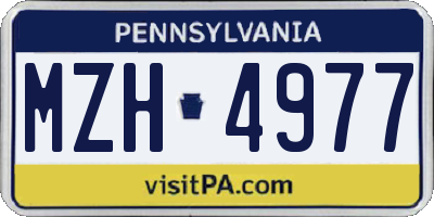 PA license plate MZH4977