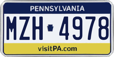 PA license plate MZH4978