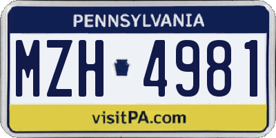 PA license plate MZH4981