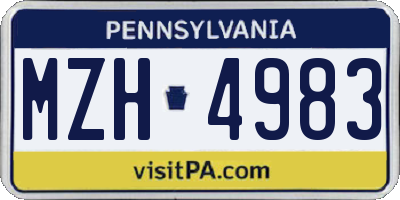 PA license plate MZH4983