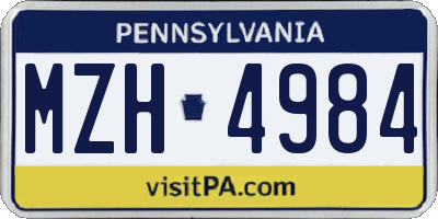 PA license plate MZH4984