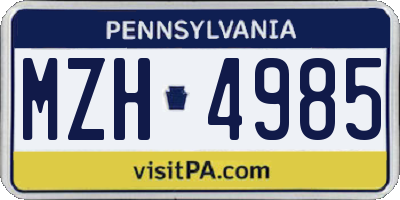 PA license plate MZH4985