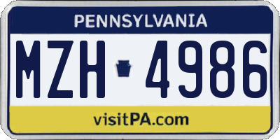 PA license plate MZH4986