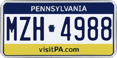 PA license plate MZH4988