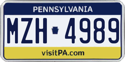 PA license plate MZH4989