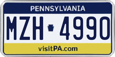 PA license plate MZH4990