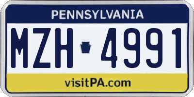 PA license plate MZH4991