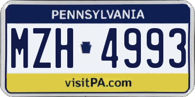 PA license plate MZH4993