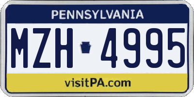 PA license plate MZH4995