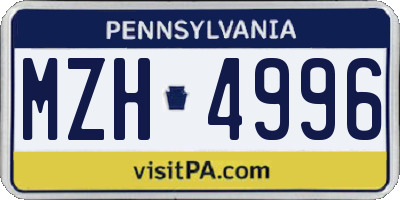 PA license plate MZH4996