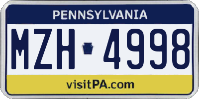 PA license plate MZH4998