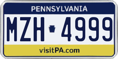 PA license plate MZH4999