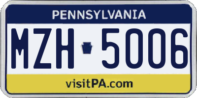 PA license plate MZH5006