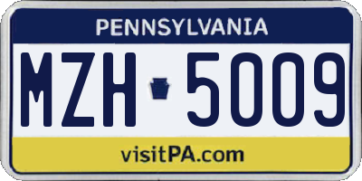 PA license plate MZH5009