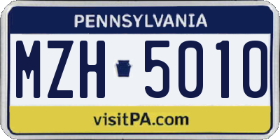 PA license plate MZH5010