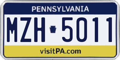 PA license plate MZH5011