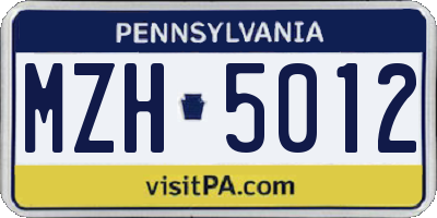 PA license plate MZH5012