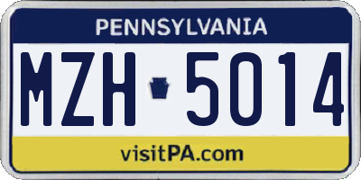 PA license plate MZH5014