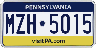 PA license plate MZH5015