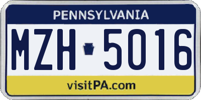 PA license plate MZH5016