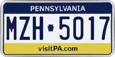 PA license plate MZH5017