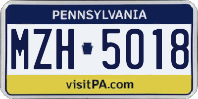 PA license plate MZH5018