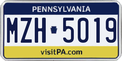 PA license plate MZH5019