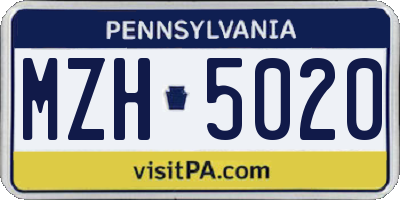 PA license plate MZH5020