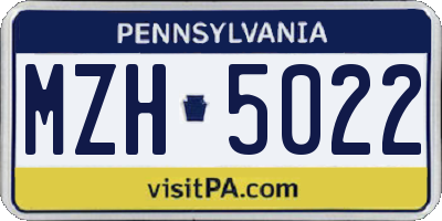 PA license plate MZH5022