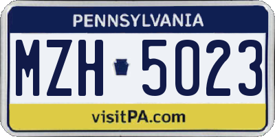 PA license plate MZH5023