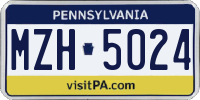 PA license plate MZH5024