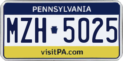 PA license plate MZH5025