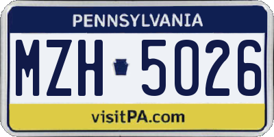 PA license plate MZH5026