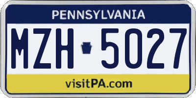 PA license plate MZH5027