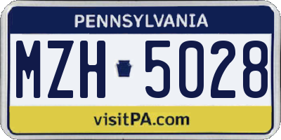 PA license plate MZH5028