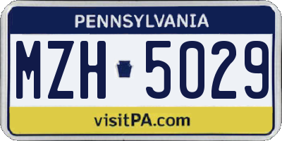PA license plate MZH5029