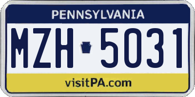 PA license plate MZH5031