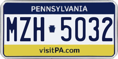 PA license plate MZH5032