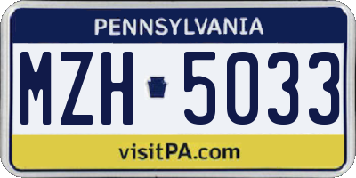 PA license plate MZH5033