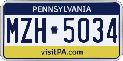 PA license plate MZH5034
