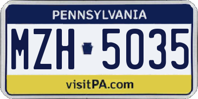 PA license plate MZH5035