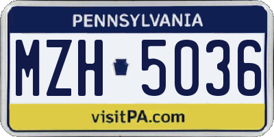 PA license plate MZH5036