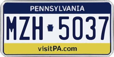 PA license plate MZH5037