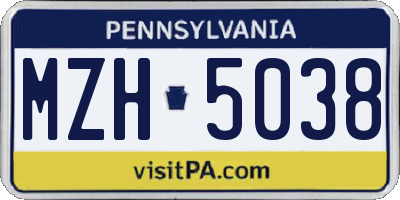 PA license plate MZH5038
