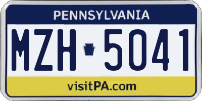 PA license plate MZH5041