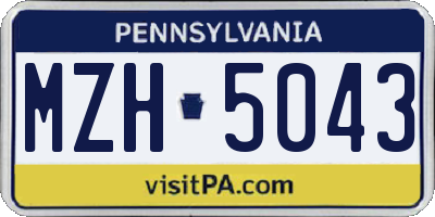 PA license plate MZH5043