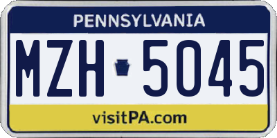 PA license plate MZH5045
