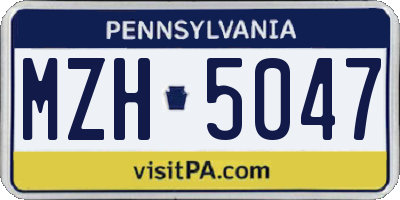PA license plate MZH5047