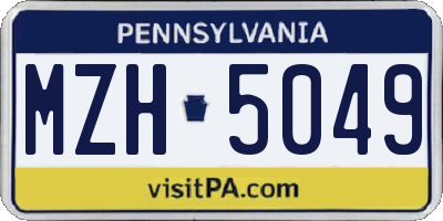 PA license plate MZH5049