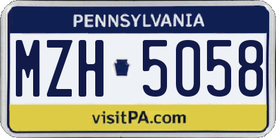 PA license plate MZH5058
